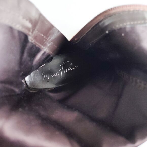 Marc Fisher Knee High Tall Riding Boots Size 5 Brown Vegan Faux Leather Preppy - Picture 13 of 15